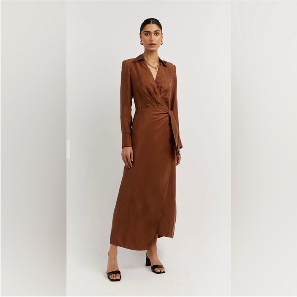 DISSH Tan Wrap Midi Dress - NWT